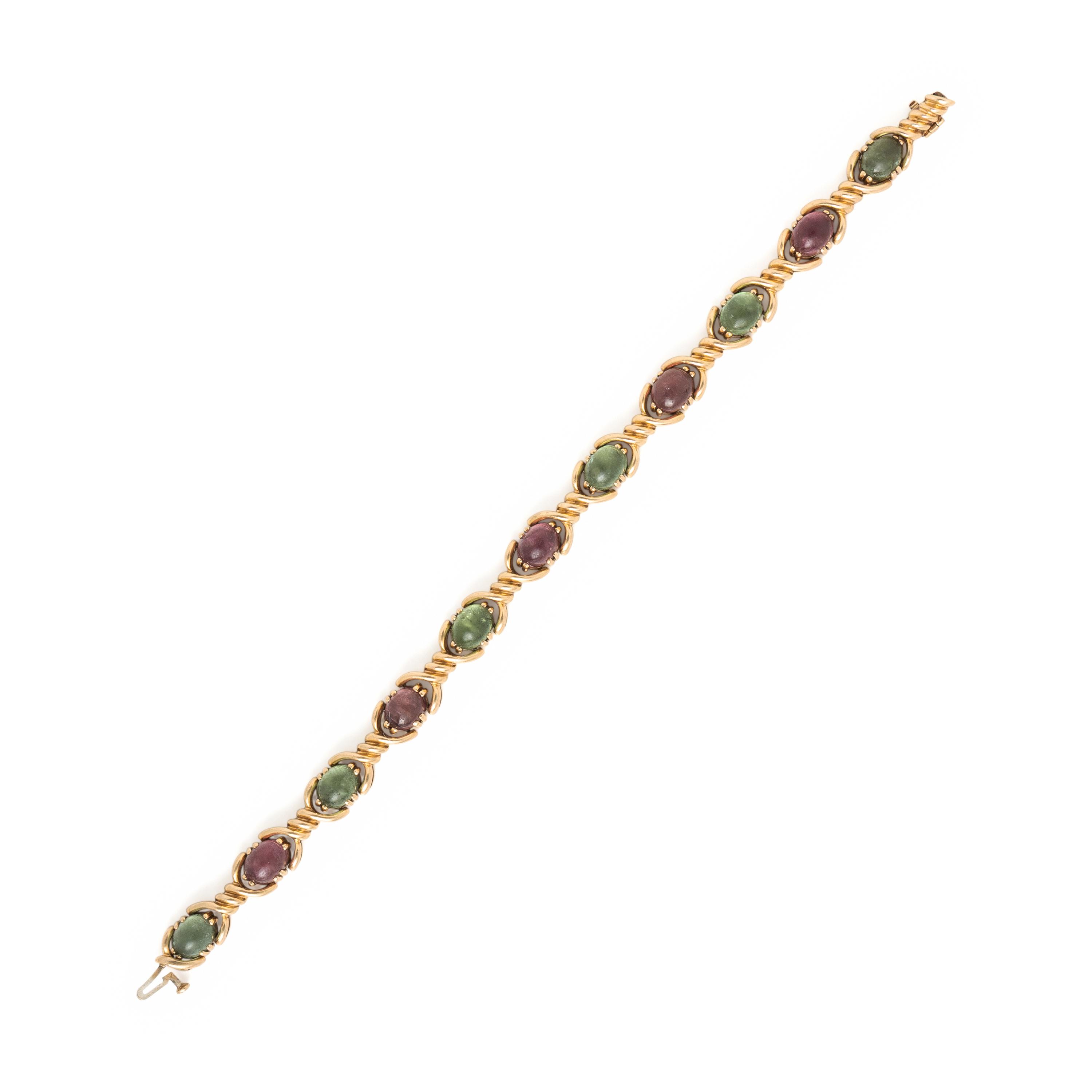 Tourmaline and Yellow Gold Bracelet