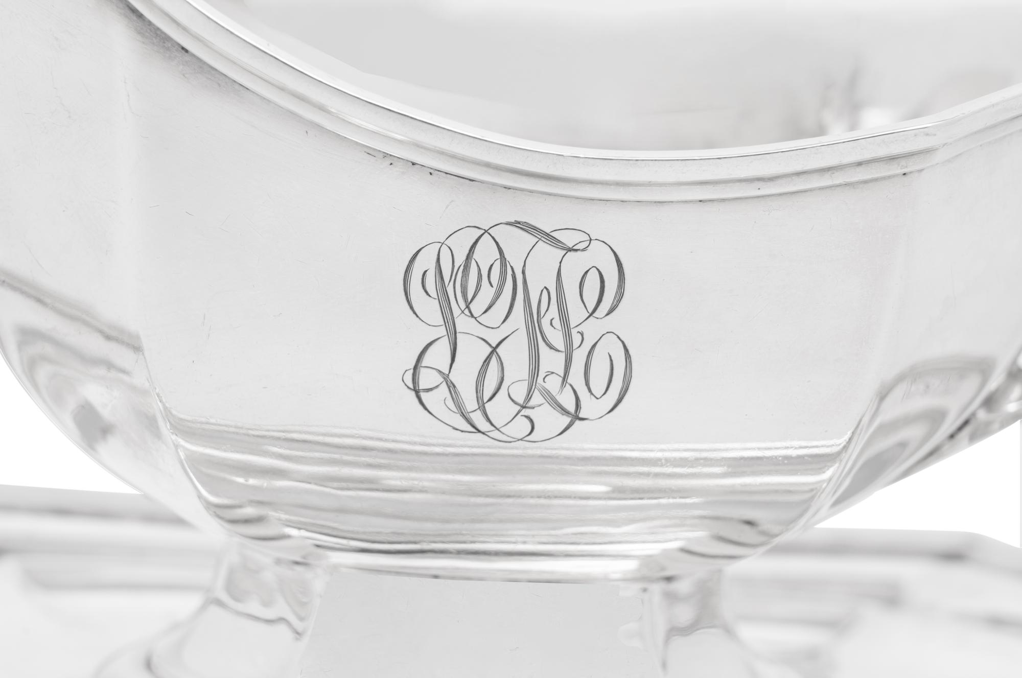 An American Silver Sauce Boat and Underplate