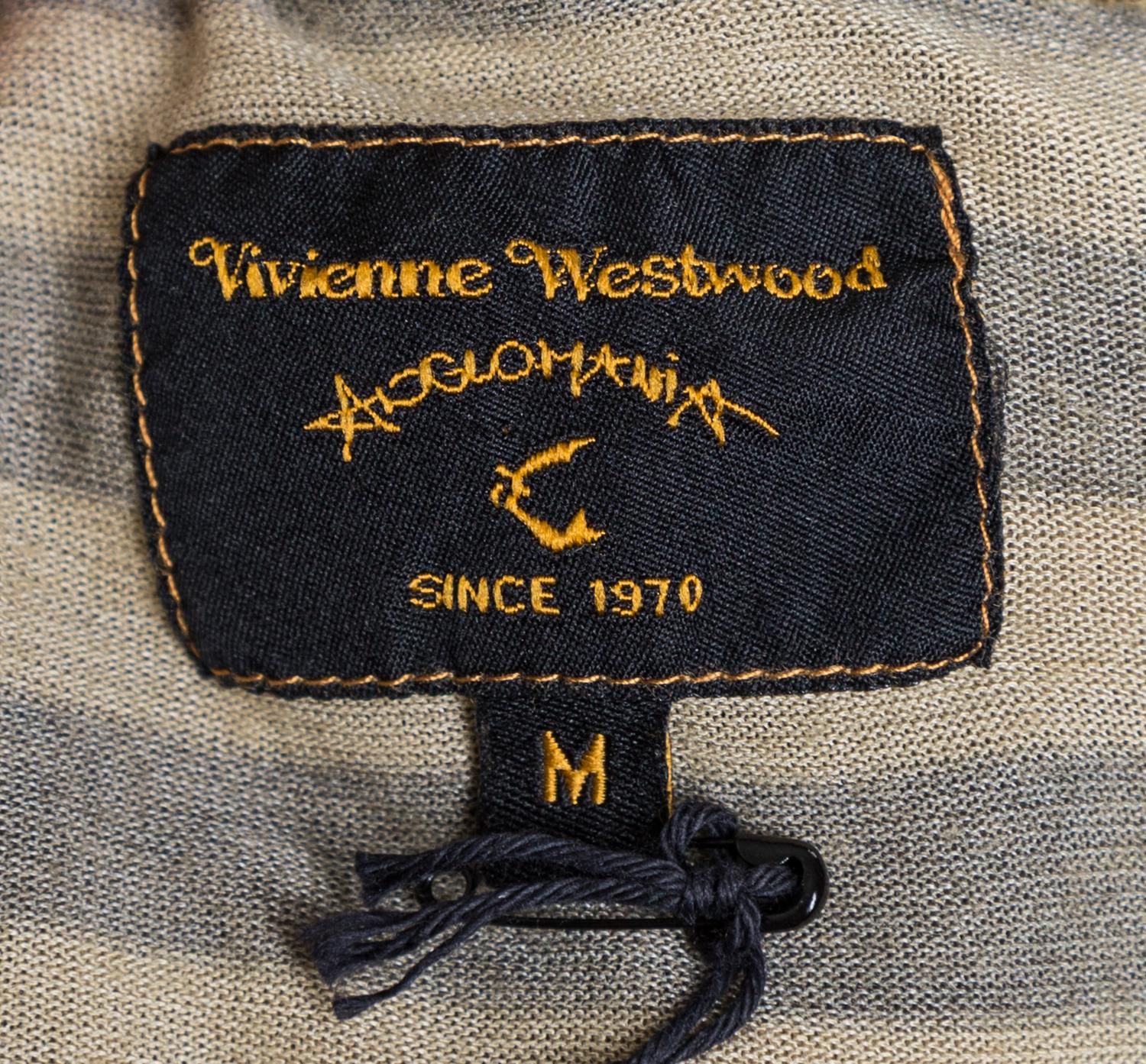A Vivienne Westwood Khaki Striped Toga Dress, Size Medium.