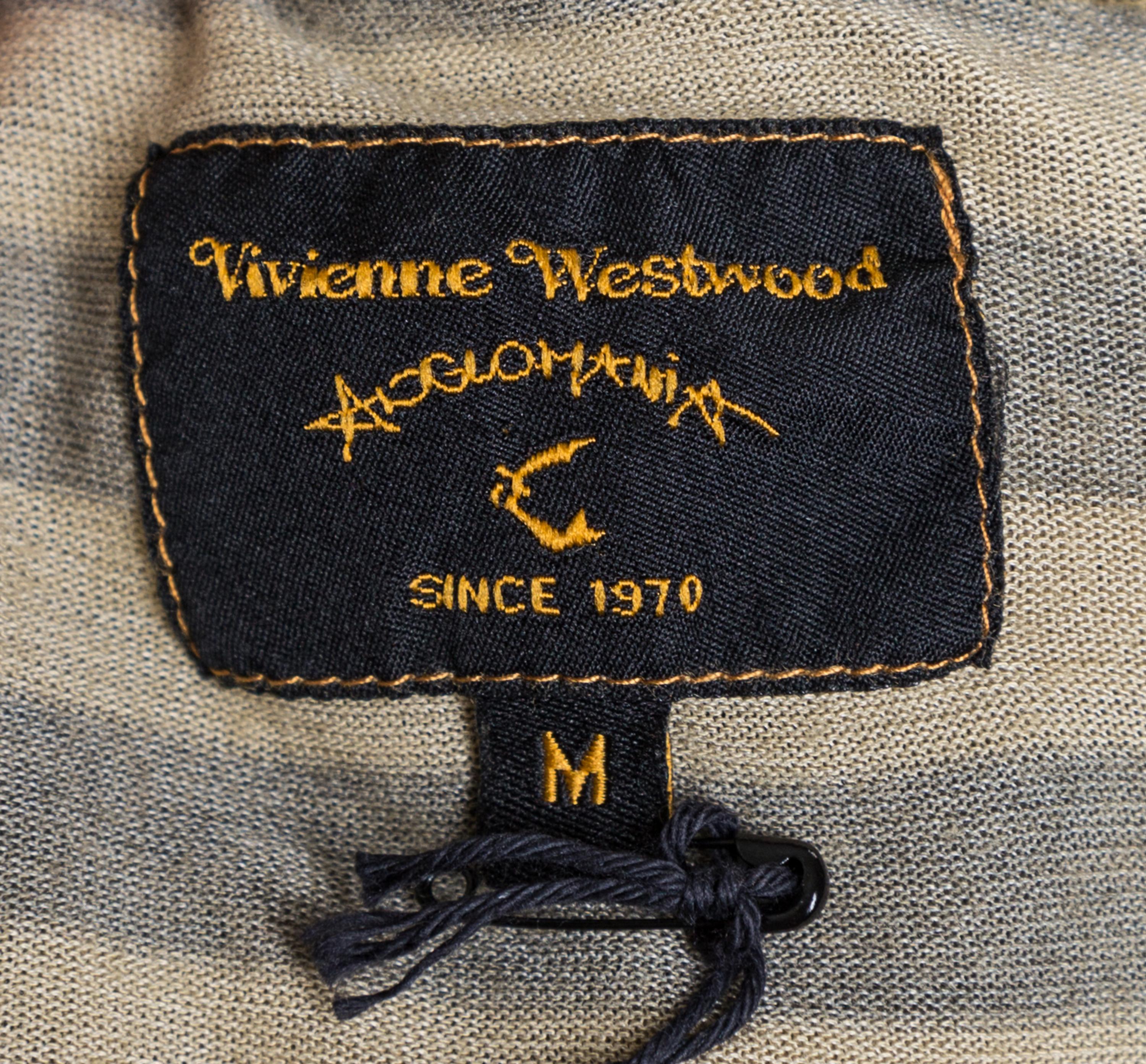 A Vivienne Westwood Khaki Striped Toga Dress, Size Medium.