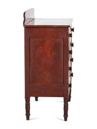 A Late Federal Red-Stained Maple and Walnut Veneered Chest of Drawers