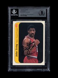 A 1986 Fleer Julius Erving Signed Basketball Sticker No. 5 (Beckett Authentication Services BAS Certified)