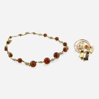 A Garnet Pendant and Citrine Necklace