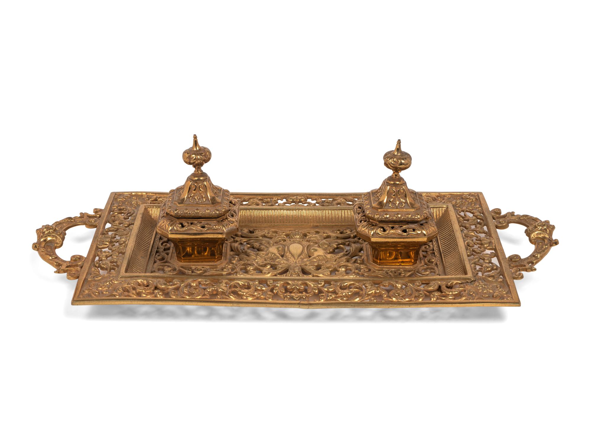 Two French Gilt Bronze Encriers