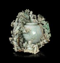 A Large Chinese Jadeite Flower Vase