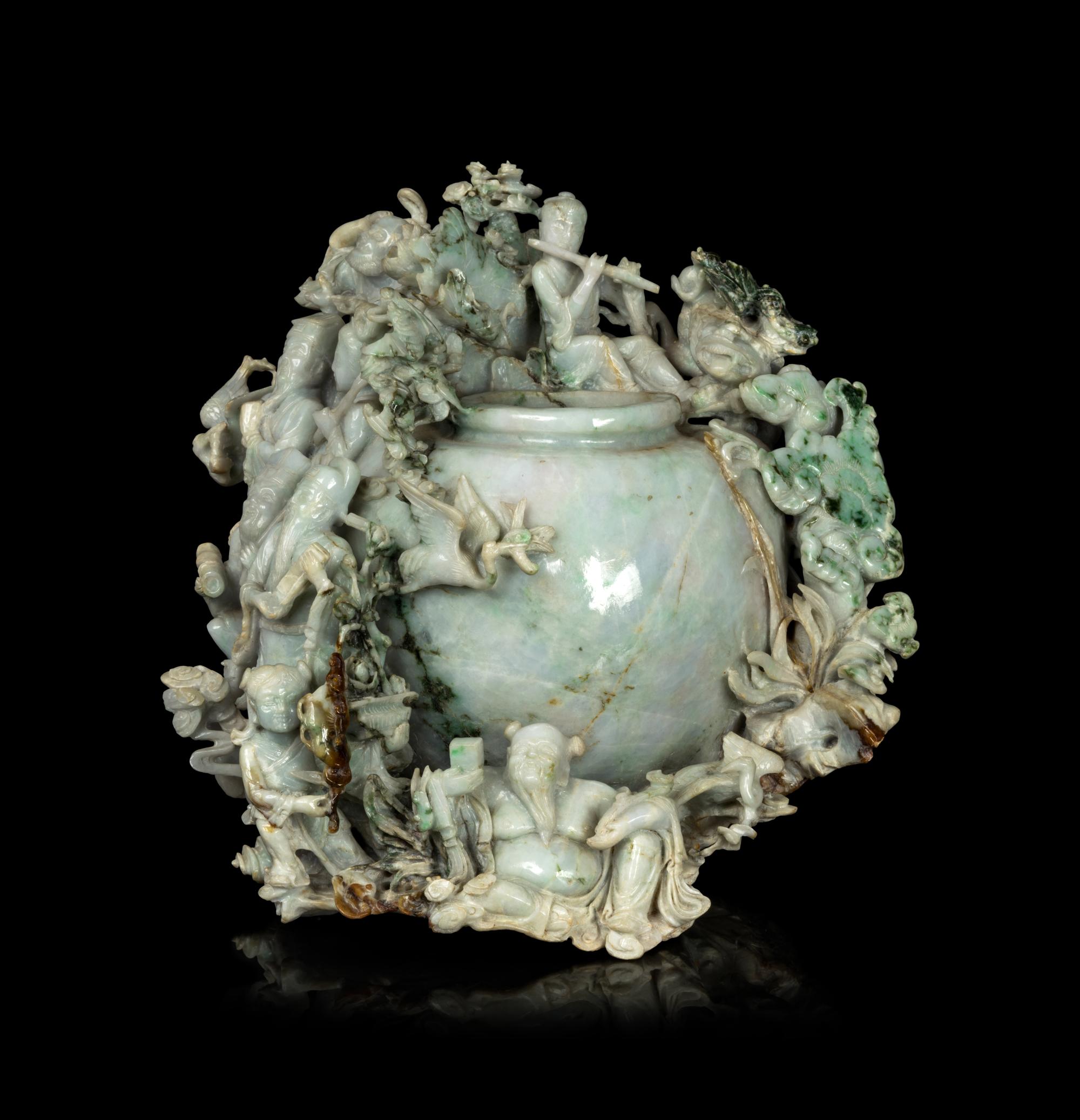 A Large Chinese Jadeite Flower Vase