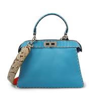 Fendi, Blue Leather Medium Peekaboo Bag