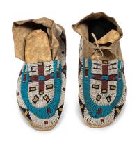 Cheyenne Beaded Buffalo Hide Moccasins