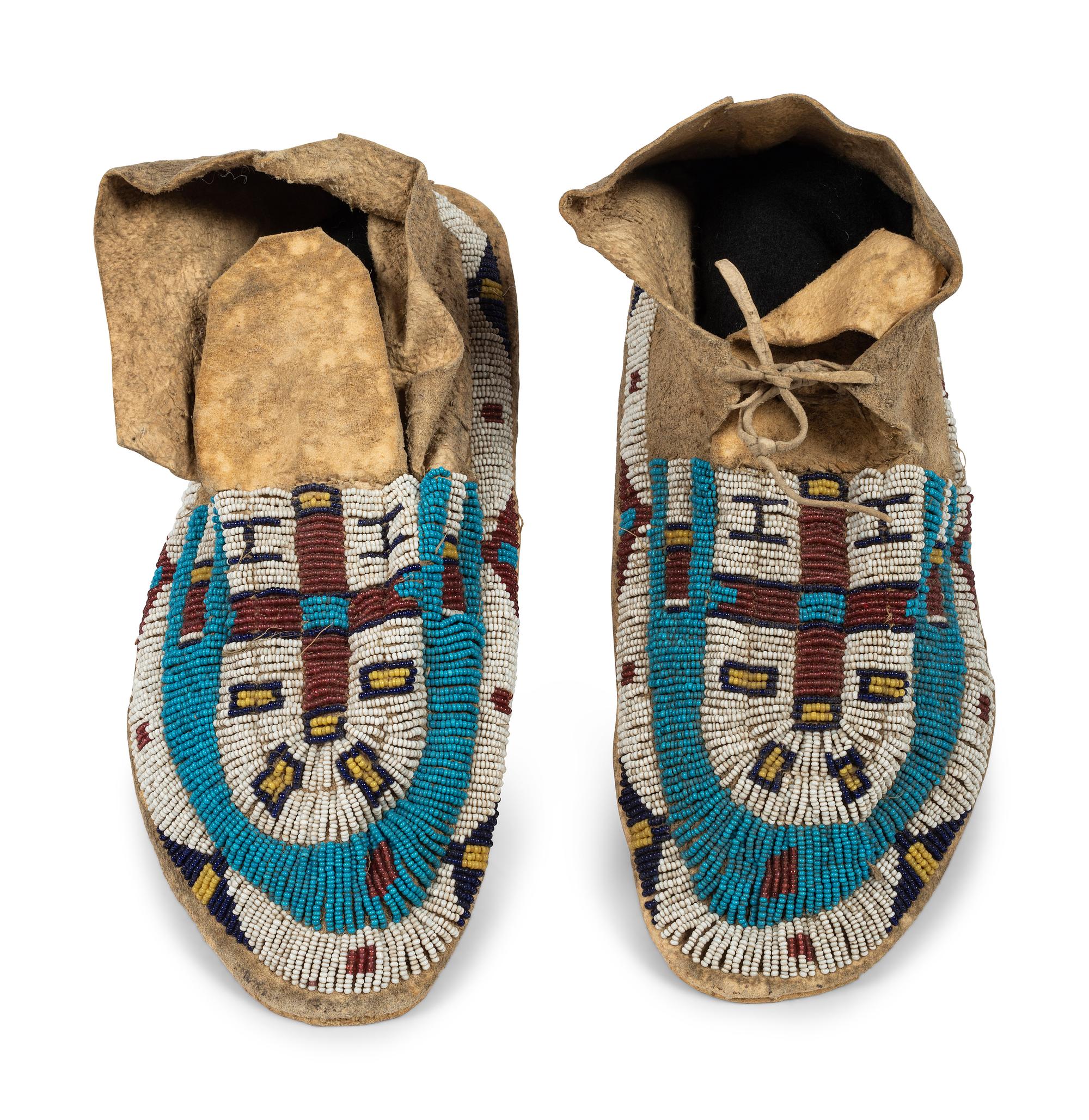 Cheyenne Beaded Buffalo Hide Moccasins