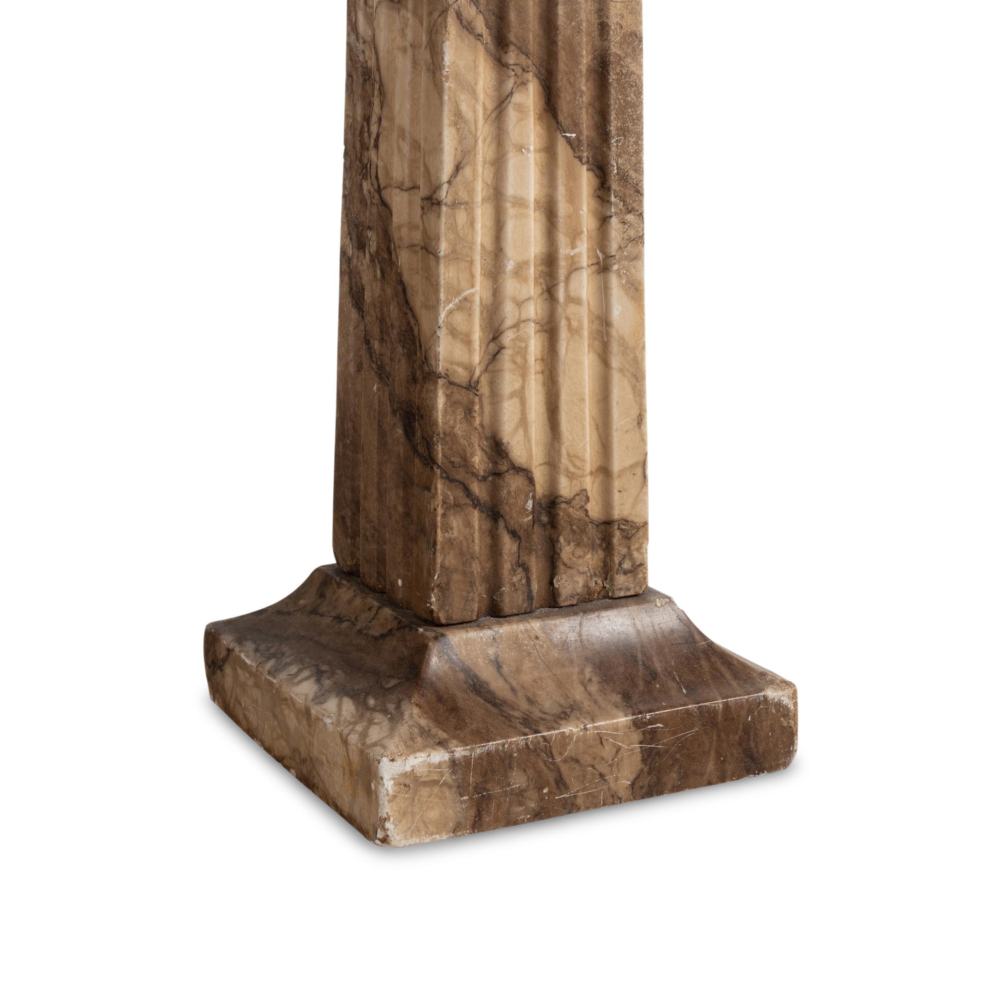A Neoclassical Style Carved Mottled Brown Alabaster Obelisk