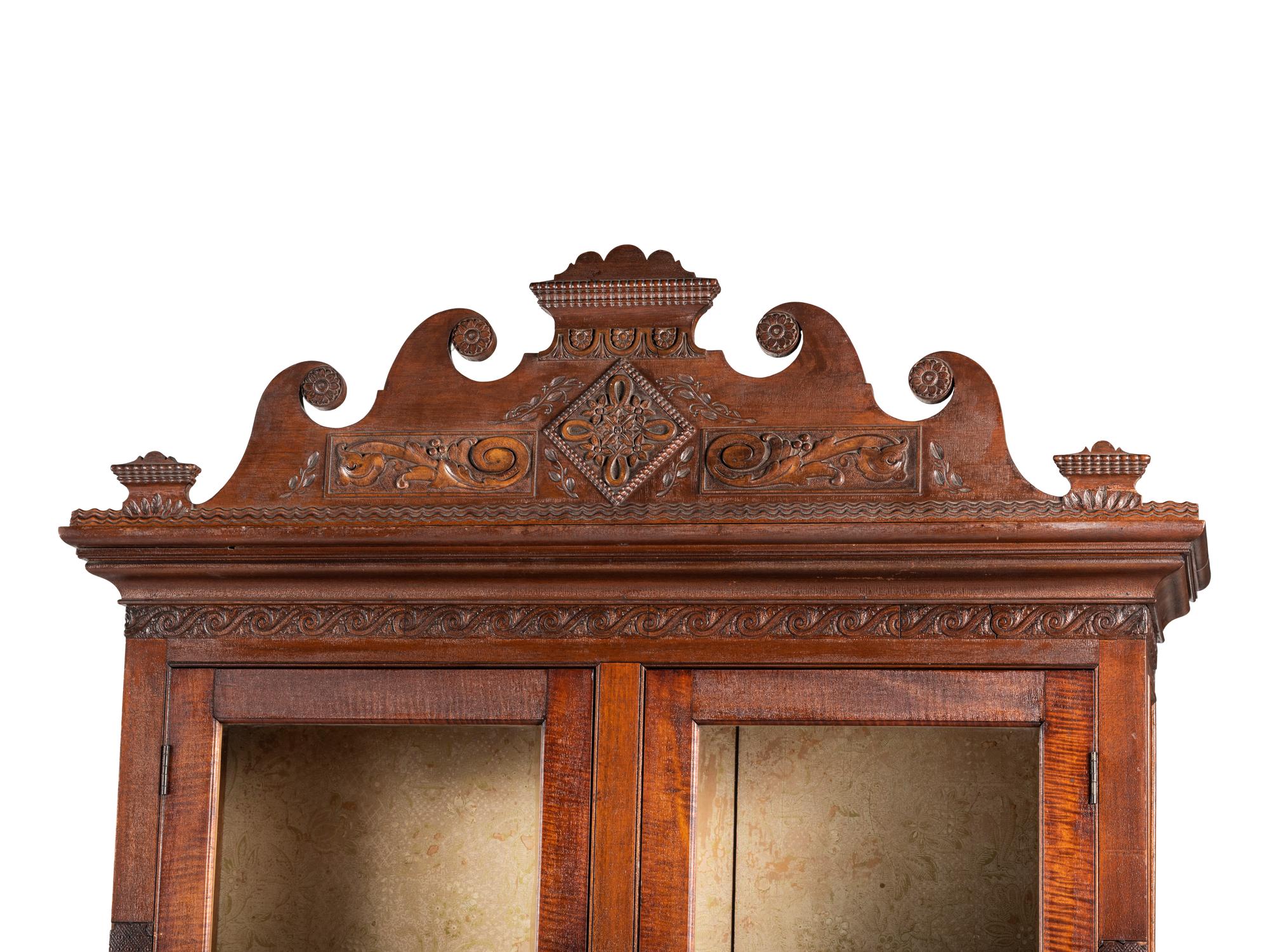 A Walnut and Curly Maple Desk and Bookcase by Jacob Werrey (1838-1893)