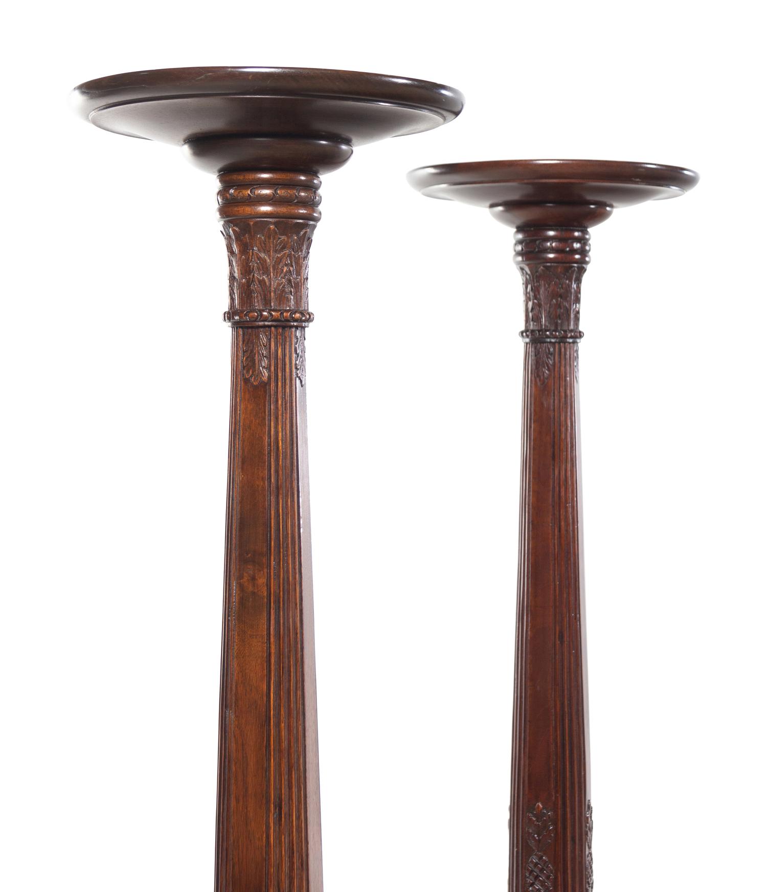 A Pair of Classical Style Mahogany Pedestals