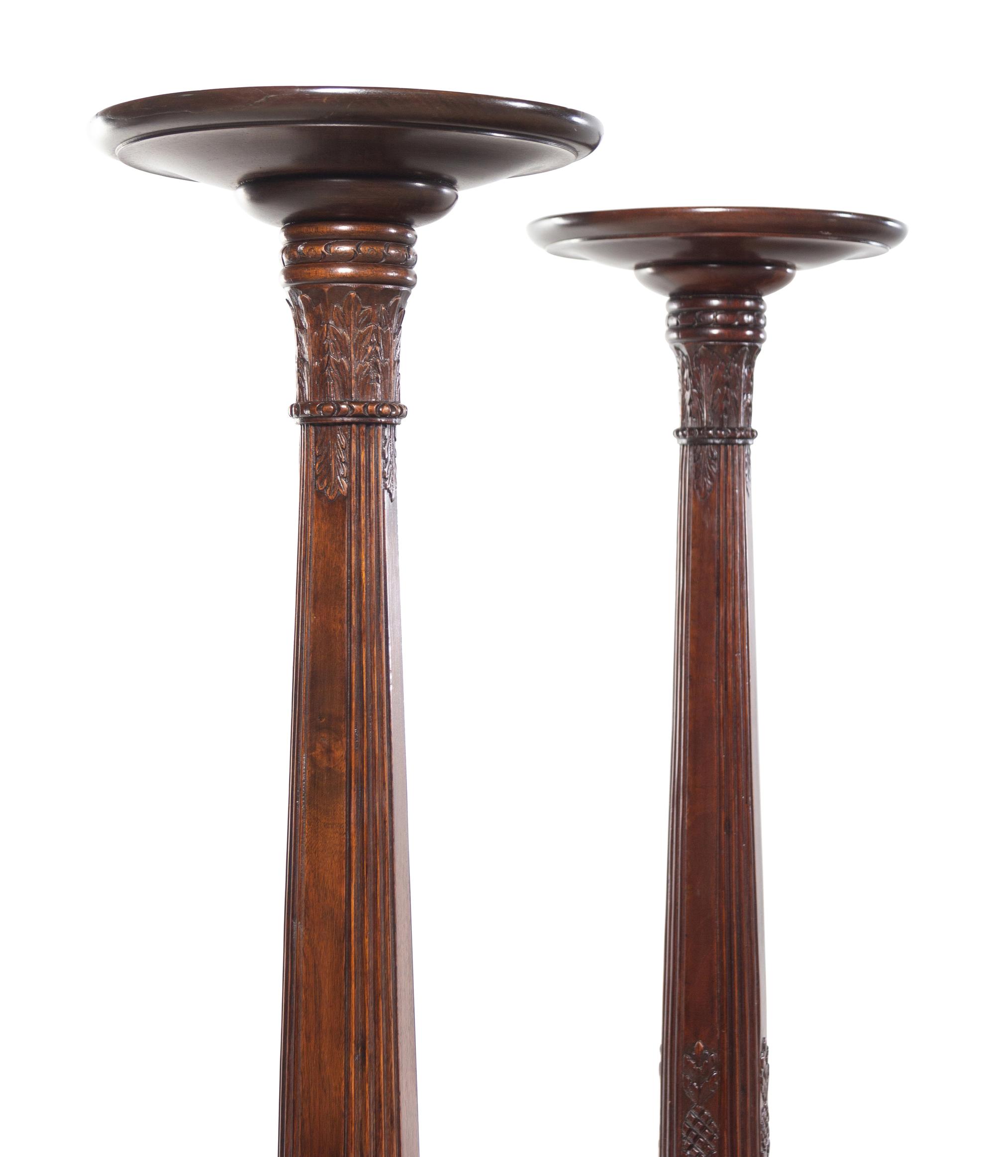 A Pair of Classical Style Mahogany Pedestals