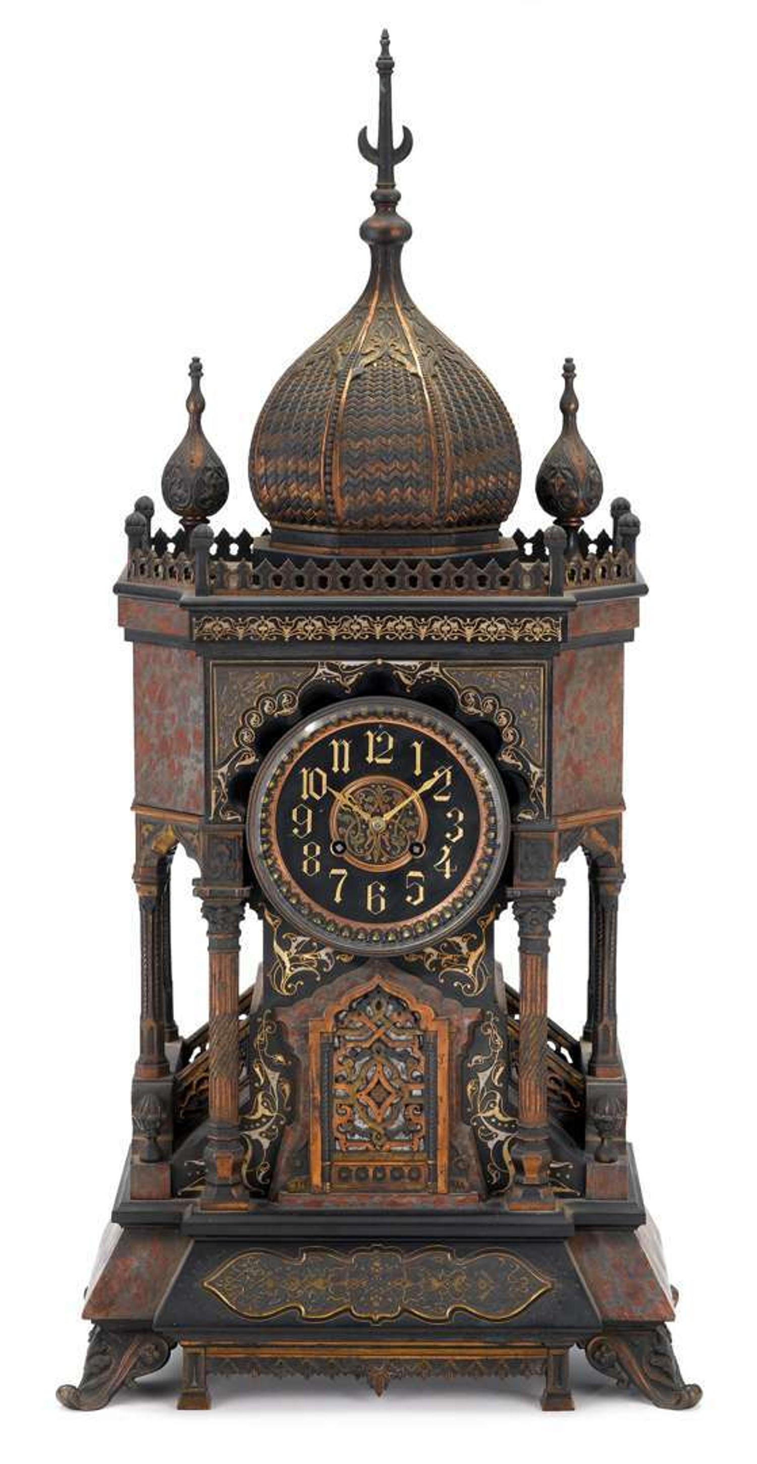 Moorish Revival mantel clock late 19th century