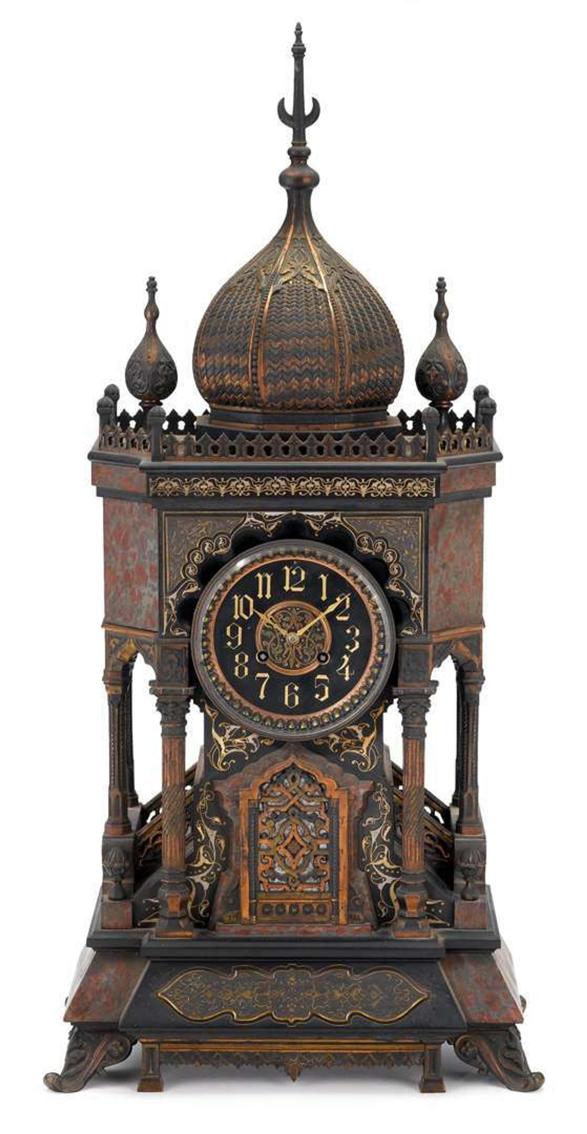 Moorish Revival mantel clock late 19th century