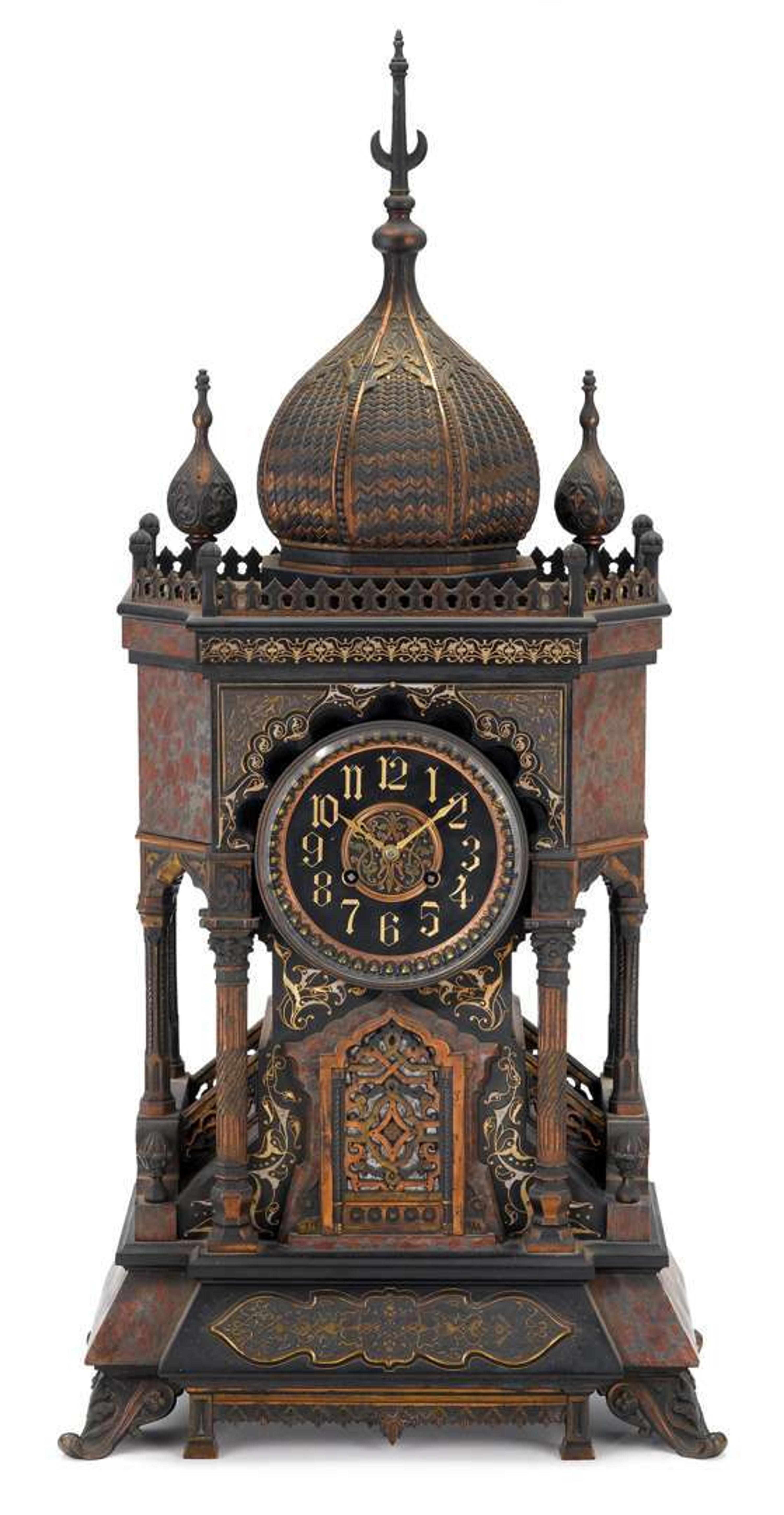 Moorish Revival mantel clock late 19th century