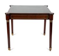 A Regency Style Mahogany and Brass Mounted Card Table — 20th Century