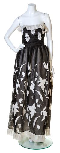 A Nina Ricci Black and White Silk Gazar Gown, Size 44.