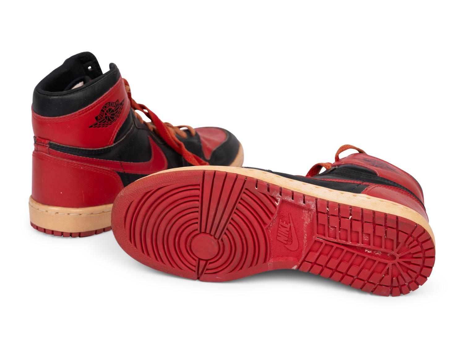 A Pair of Original Vintage 1985 Nike Air Jordan 1 Basketball Shoes