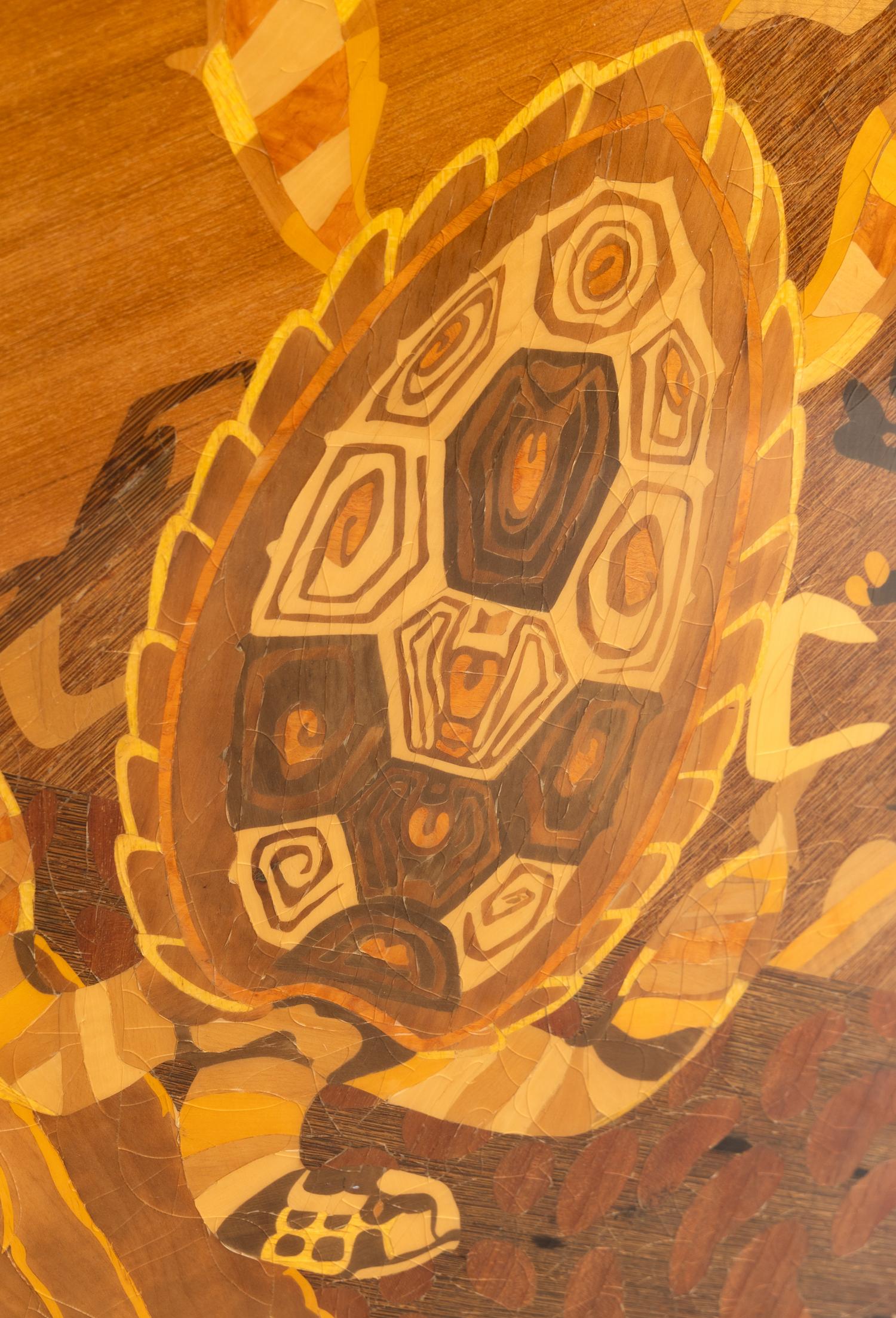 An Art Deco Stryle Marquetry Marble-Top Commode