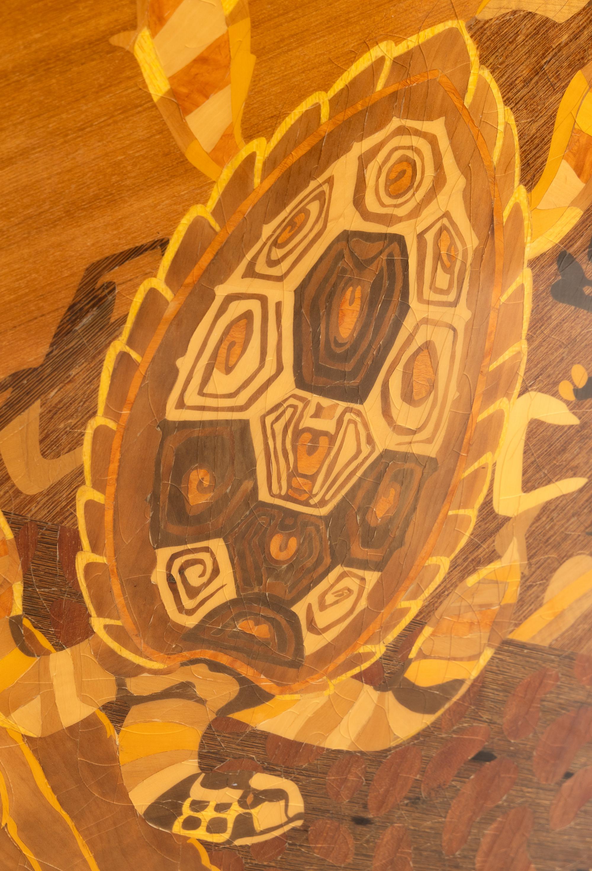 An Art Deco Stryle Marquetry Marble-Top Commode