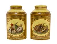 A Pair of Continental Tole Tea Canisters, LATE 19TH/EARLY 20TH CENTURY, Height 17 inches. — LATE 19TH/EARLY 20TH CENTURY,