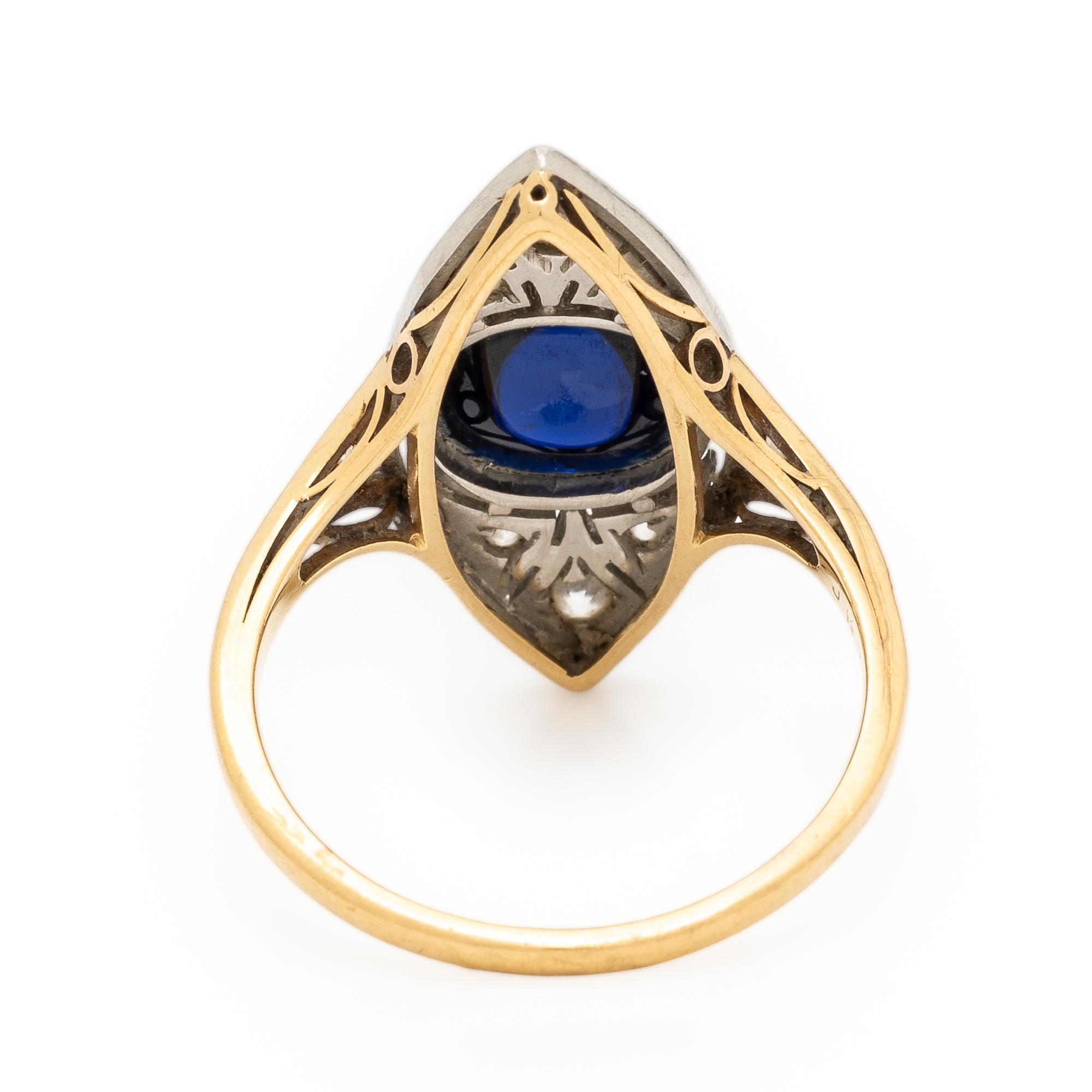Art Deco, Burmese Sapphire and Diamond Ring