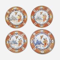Four Chinese Imari Plates in the ‘Dames au Parasol’ Pattern 18th century