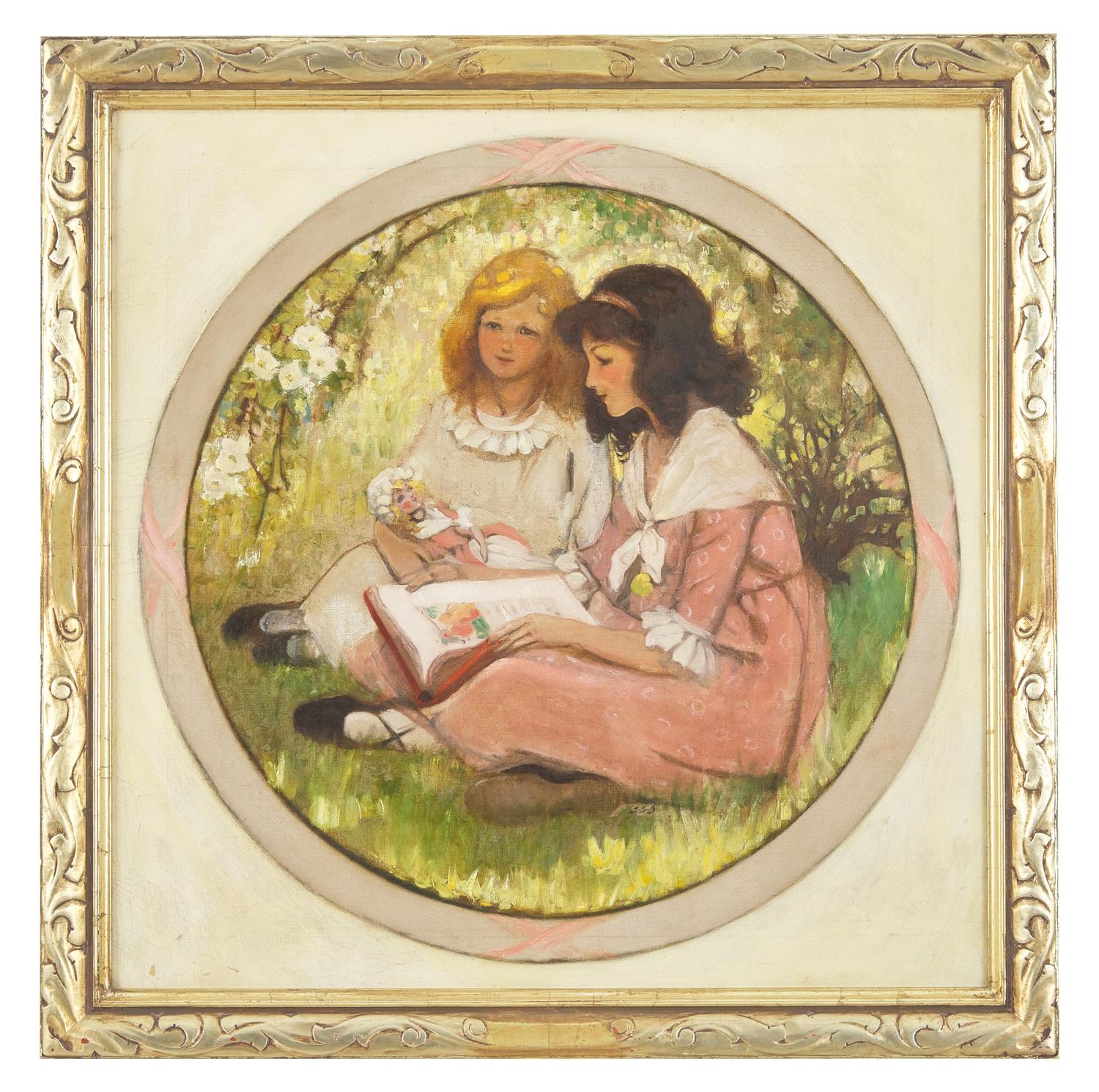 Two Girls Reading in the Grass