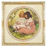 Two Girls Reading in the Grass