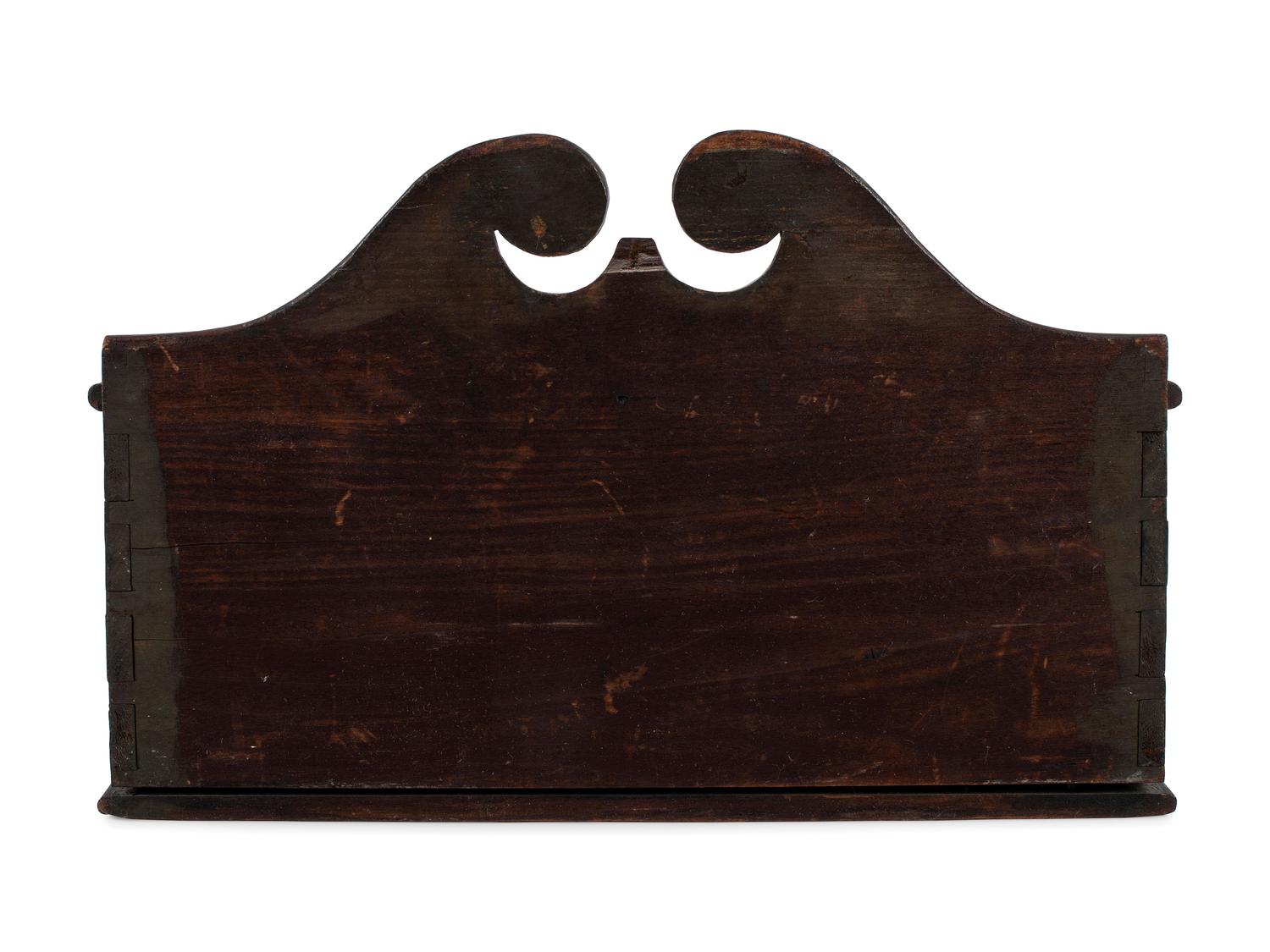 A Federal Paint Decorated Pine Cutlery Wall Box
