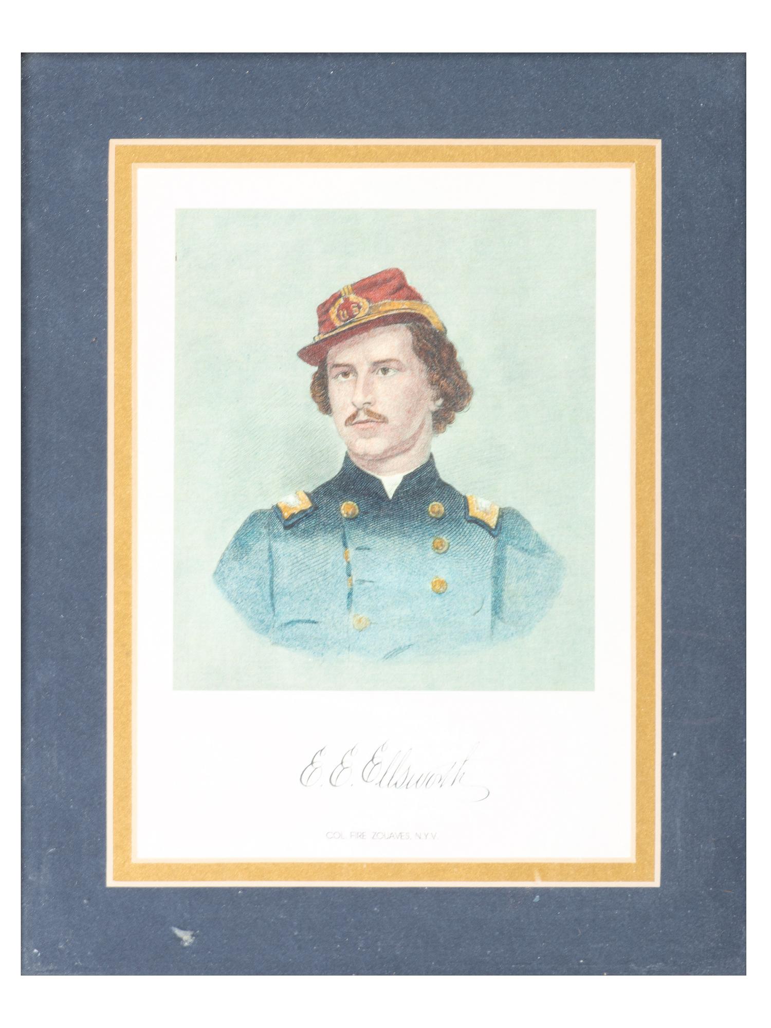 [CIVIL WAR]. A collection of items involving Colonel Elmer Ellsworth and Sergeant Francis Brownell, incl. prints, photographs, and other memorabilia.