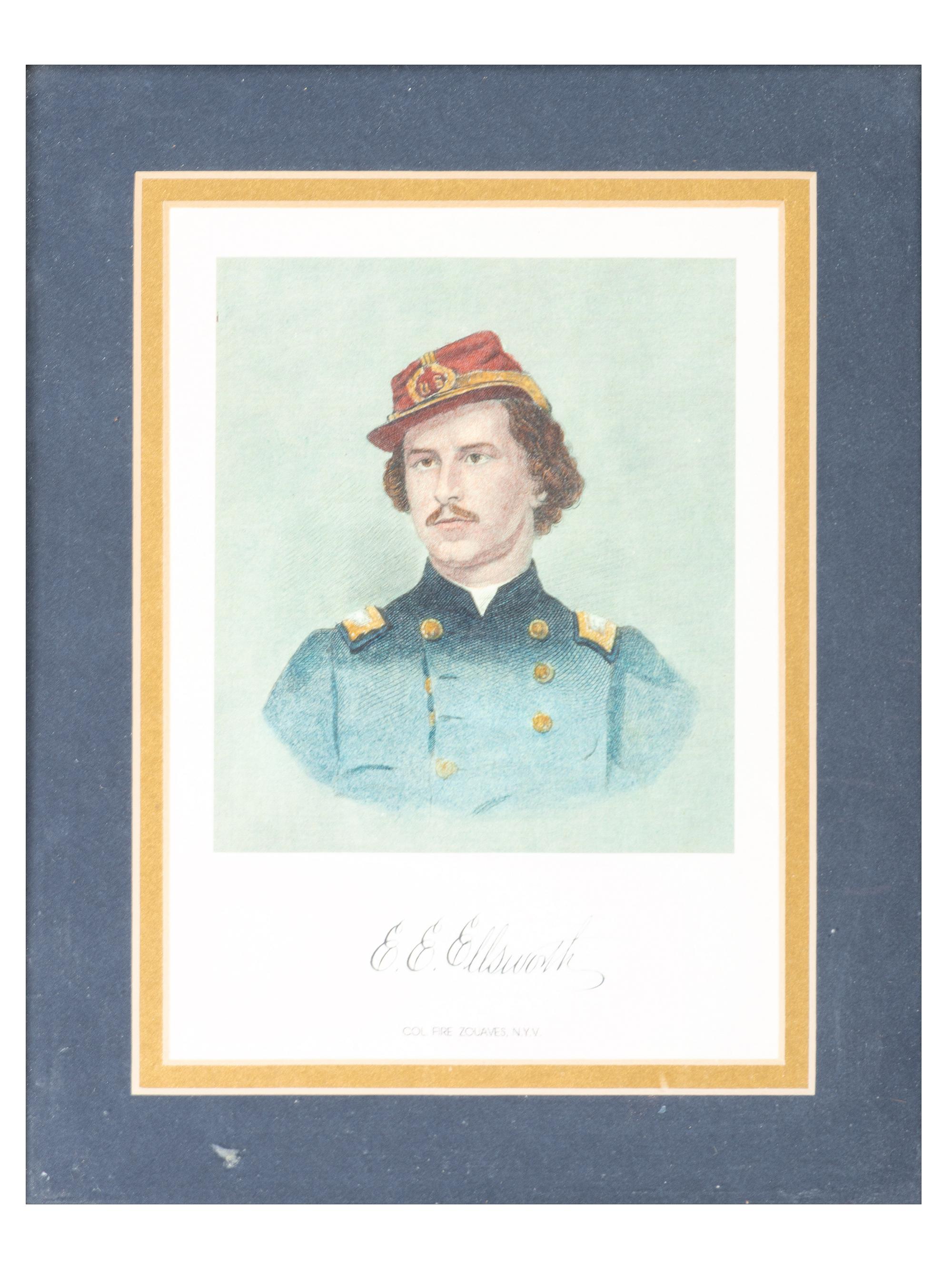 [CIVIL WAR]. A collection of items involving Colonel Elmer Ellsworth and Sergeant Francis Brownell, incl. prints, photographs, and other memorabilia.