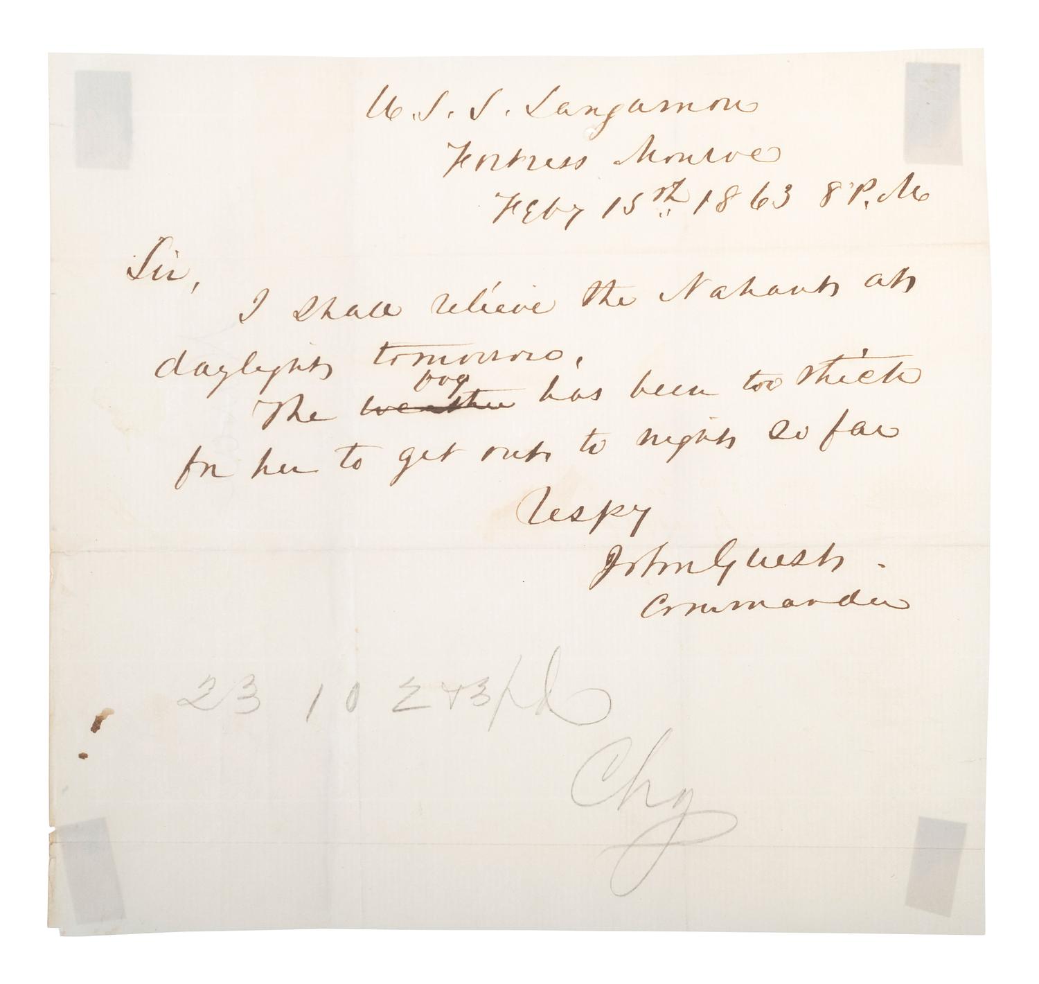 [CIVIL WAR - NAVY]. A group of documents related to the South Atlantic Blockading Squadron with South Carolina interest, including: