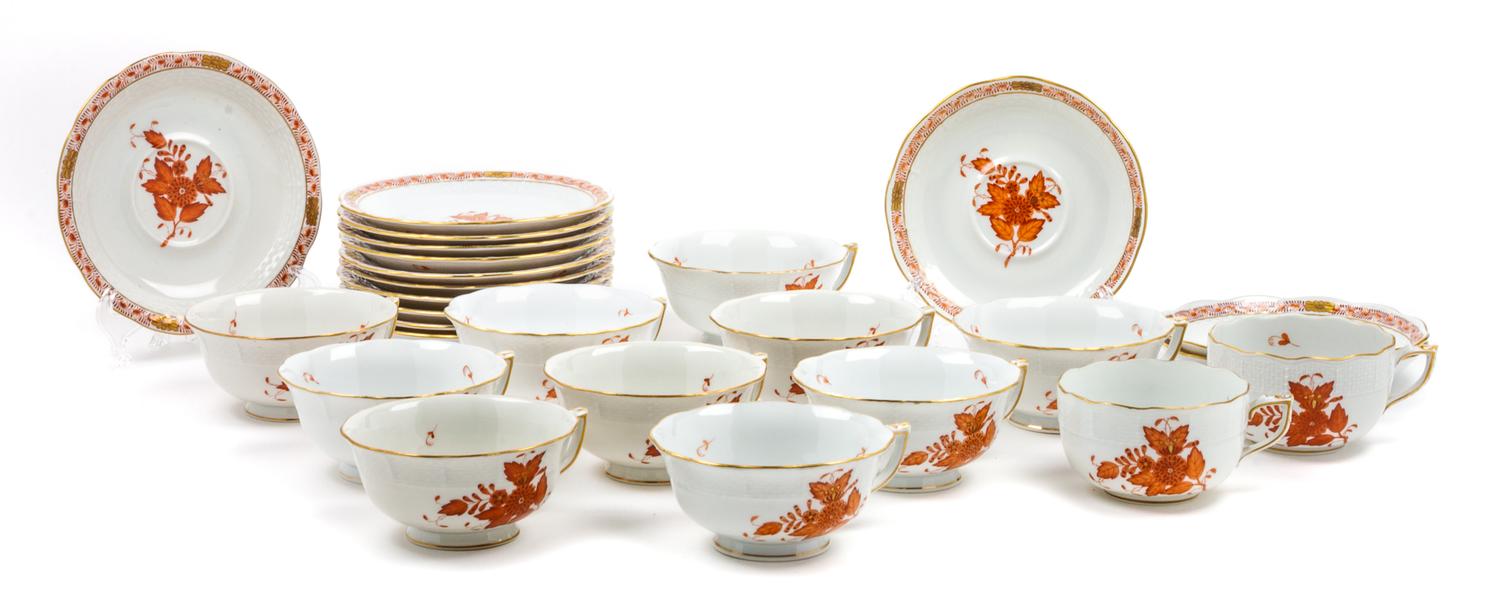 An Assorted Group of Coffee and Tea Cups and Saucers Diameter of saucer: 5 3/4 inches. — HEREND, GERMANY