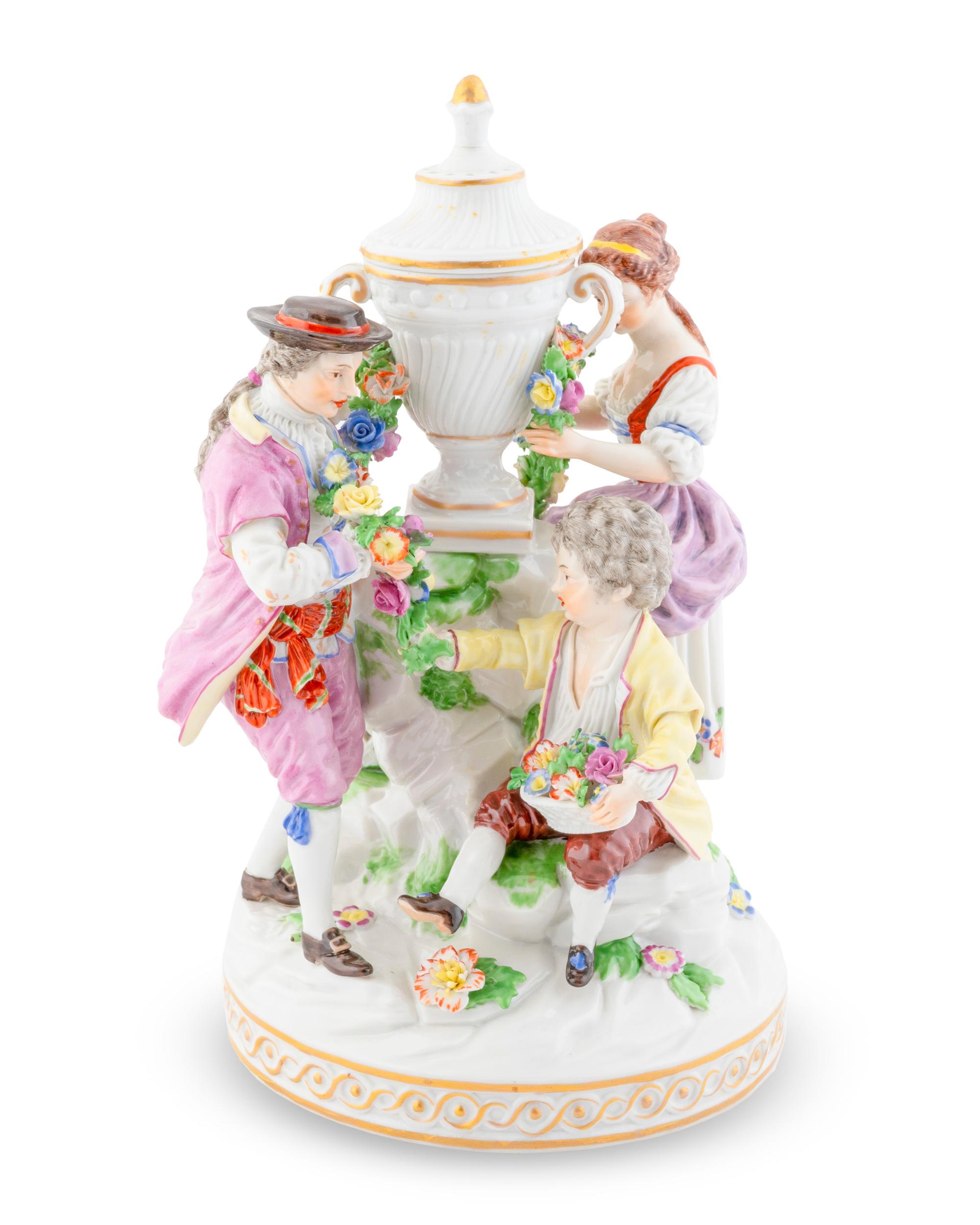 A Ludwigsburg Porcelain Figural Group: The Flower Seller — 20TH CENTURY