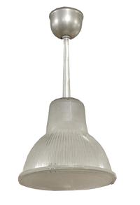 A Set of Three Industrial Holophane Pendants 11" W x 11" D x 22" H — France, Circa 1960
