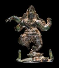 A Small Indian Bronze Figure of Ganesha Dancing