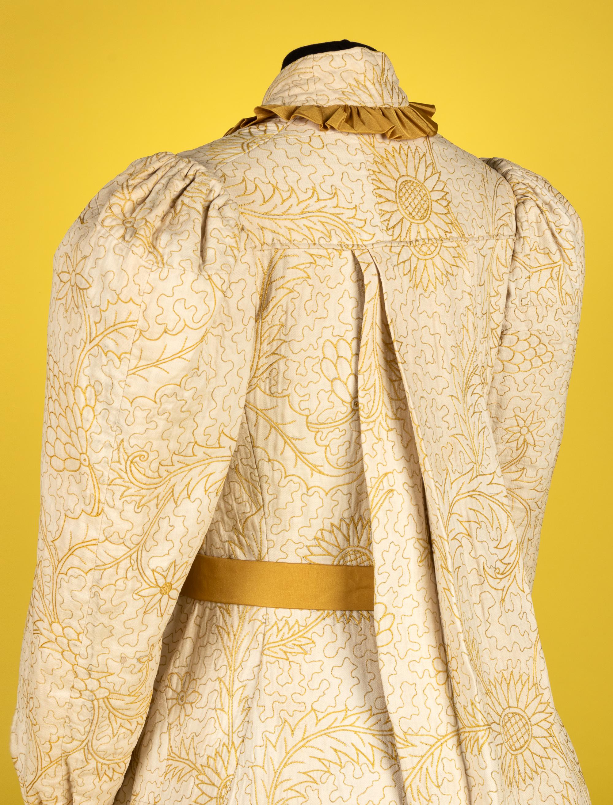 Embroidered White Cotton Wrapper, 1880