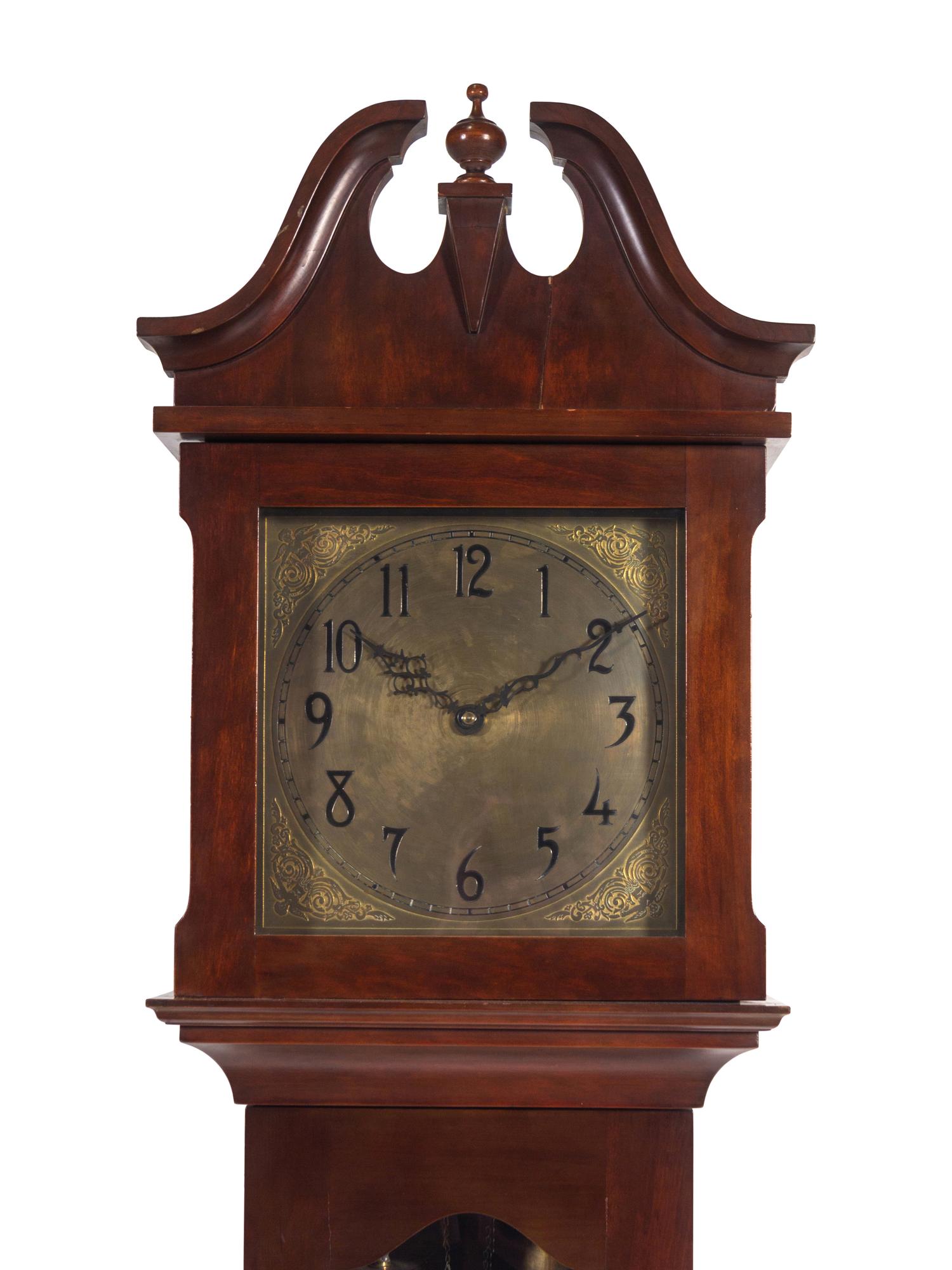 A Georgian Style Walnut Tall Case Clock