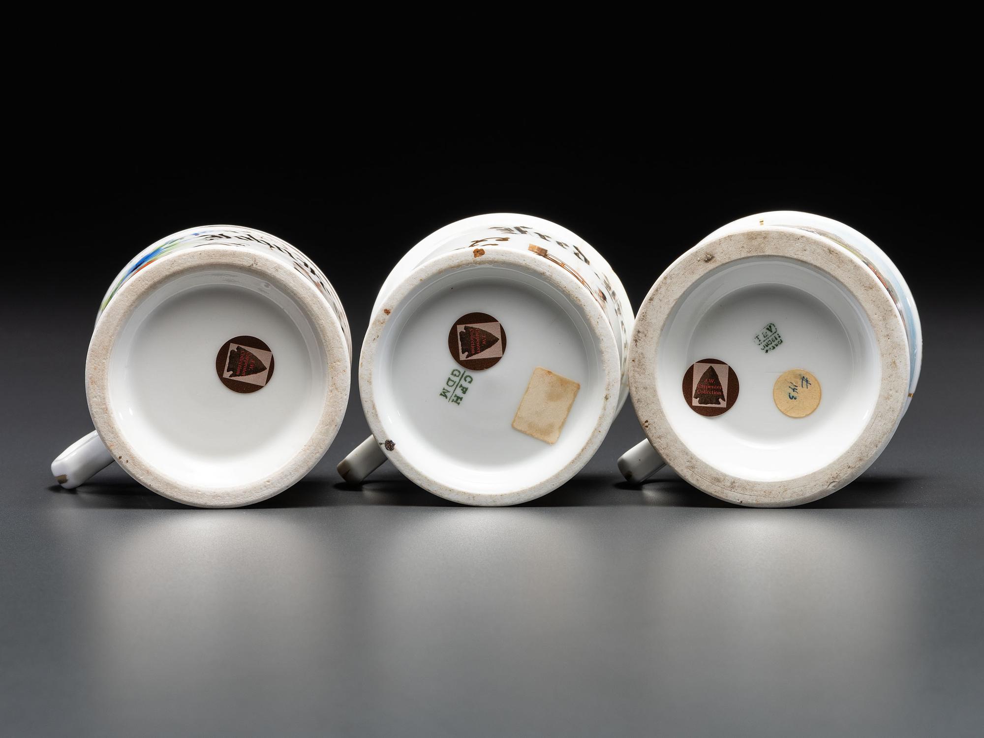 Three Porcelain Occupational Shaving Mugs