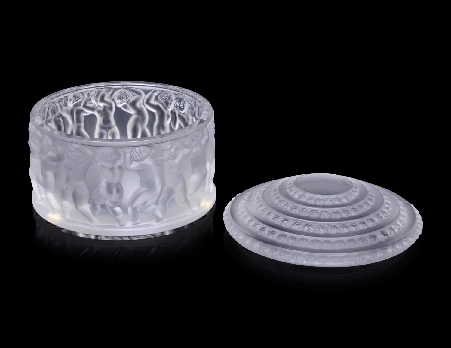 A Lalique Glass Covered Box