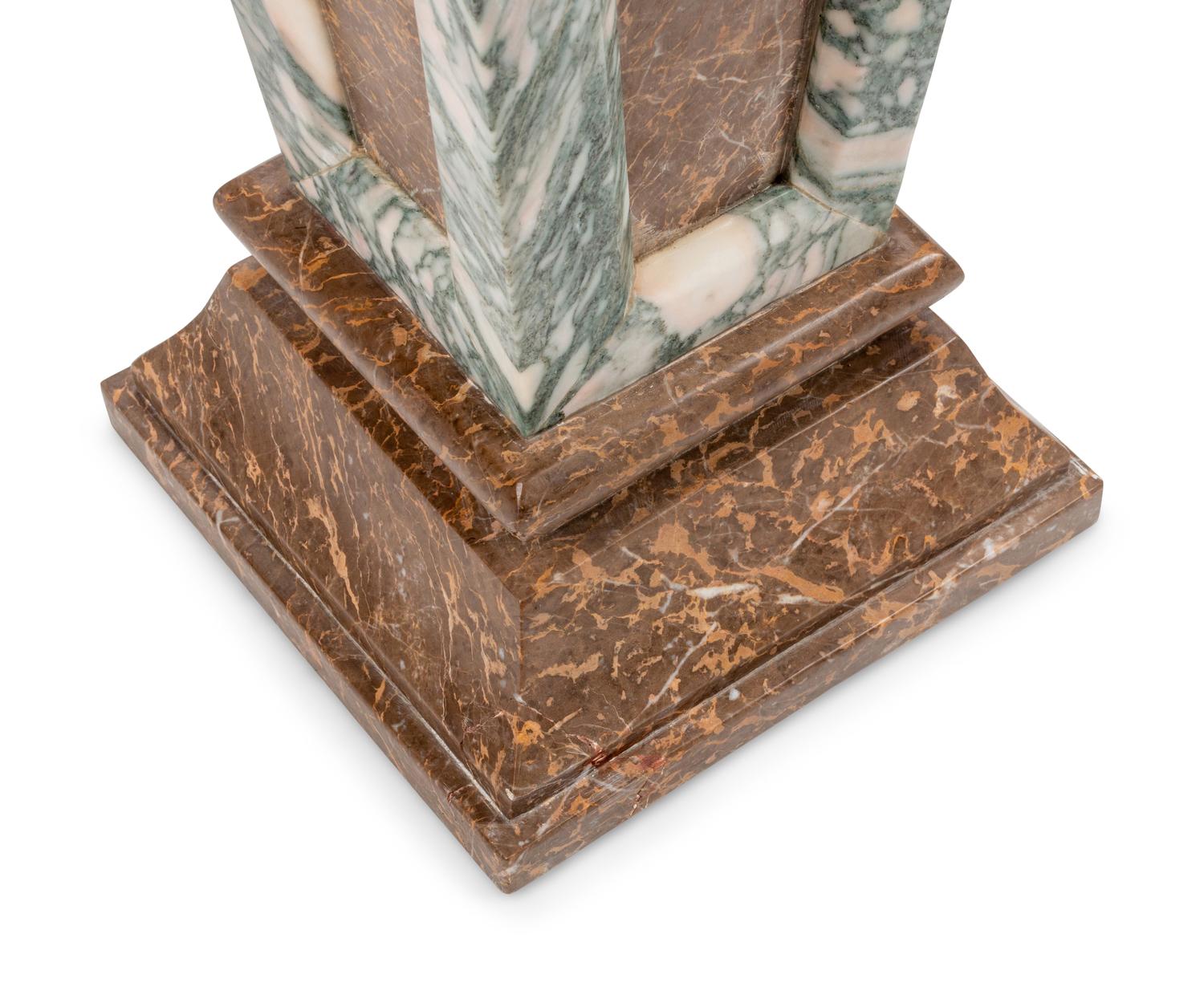 A Pair of Continental Bi-Color Marble Pedestals