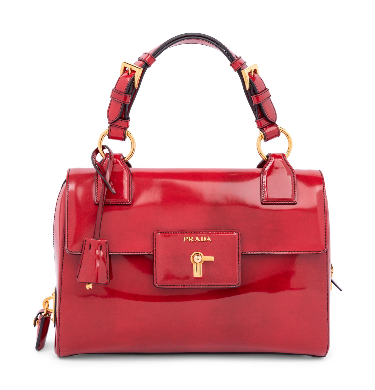 Prada Red Patent Leather Flap Bag, 2000s
