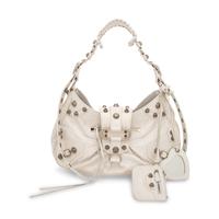 BALENCIAGA, WHITE CROC 'LE CAGOLE' BAG