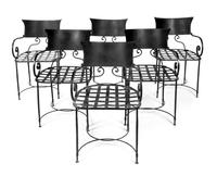 A Set of Six Painted Metal Garden Chairs Height 31 1/4 inches. — ITALIAN, CIRCA 1960s