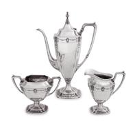 An American Three Piece Silver Tea Service