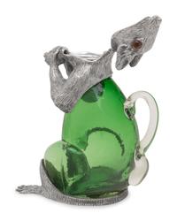 A Silver-Plate and Green Glass Squirrel Decanter