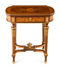 A Louis XVI Style Gilt Bronze Mounted Marquetry Dressing Table