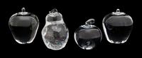 Three Crystal Apples and a Rock Quartz Pear Height of tallest 4 1/4 inches. — 20TH CENTURY